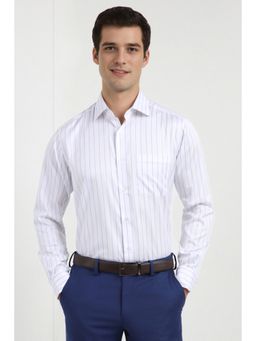 Allen Solly - Men White Regular Fit Stripe Full Sleeves Formal Shirt