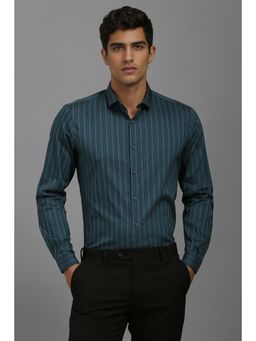 Louis Philippe - Men Blue Super Slim Fit Stripe Full Sleeves Casual Shirt