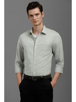 Louis Philippe - Men Grey Classic Fit Solid Full Sleeves Formal Shirt