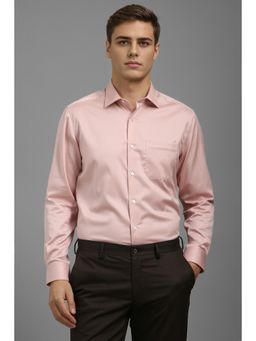 Louis Philippe - Men Pink Classic Fit Textured Full Sleeves Formal Shirt