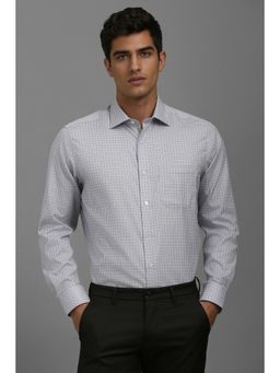Louis Philippe - Men Grey Classic Fit Check Full Sleeves Formal Shirt