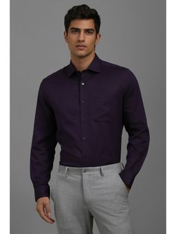 Louis Philippe - Men Purple Classic Fit Textured Full Sleeves Formal Shirt