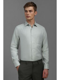 Louis Philippe - Men Green Classic Fit Textured Full Sleeves Formal Shirt
