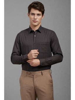 Louis Philippe - Men Brown Slim Fit Print Full Sleeves Formal Shirt