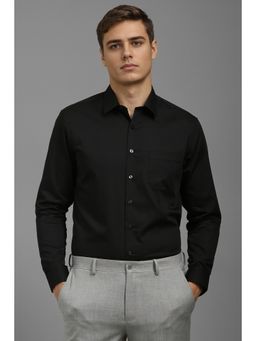 Louis Philippe - Men Black Slim Fit Solid Full Sleeves Formal Shirt