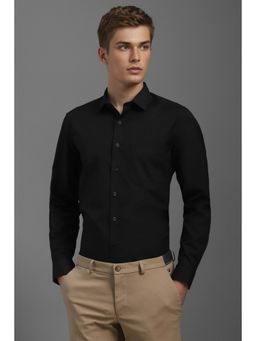 Louis Philippe - Men Black Slim Fit Solid Full Sleeves Formal Shirt