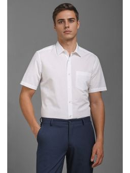 Louis Philippe - Men White Classic Fit Solid Half Sleeves Formal Shirt