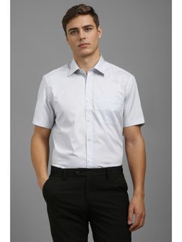 Louis Philippe - Men White Classic Fit Print Half Sleeves Formal Shirt