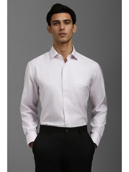 Louis Philippe - Men White Classic Fit Solid Full Sleeves Formal Shirt