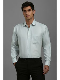 Louis Philippe - Men Light Blue Classic Fit Textured Full Sleeves Formal Shirt