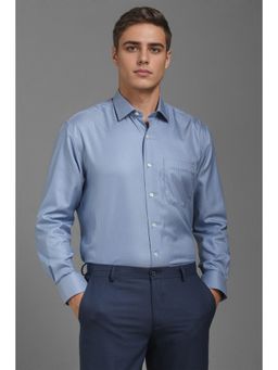 Louis Philippe - Men Blue Classic Fit Print Full Sleeves Formal Shirt