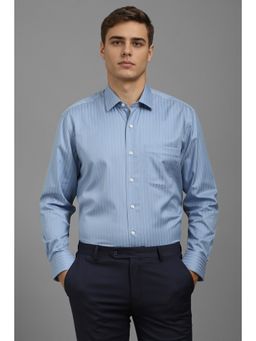 Louis Philippe - Men Blue Classic Fit Stripe Full Sleeves Formal Shirt