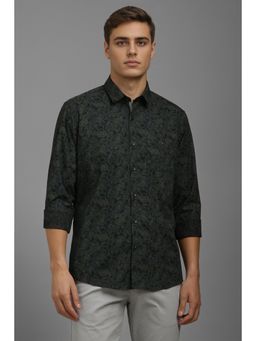 Louis Philippe - Men Black Slim Fit Print Full Sleeves Casual Shirt