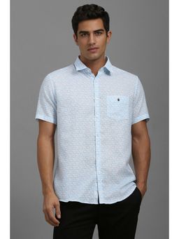 Louis Philippe - Men Blue Slim Fit Print Half Sleeves Casual Shirt
