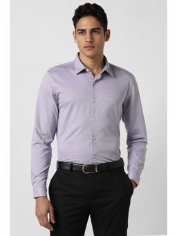 Van Heusen - Men Lilac Slim Fit Textured Full Sleeves Party Shirt