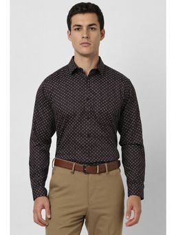 Van Heusen - Men Brown Slim Fit Print Full Sleeves Party Shirt