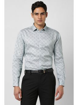 Van Heusen - Men Grey Slim Fit Print Full Sleeves Party Shirt