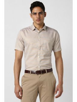 Van Heusen - Men White Slim Fit Print Half Sleeves Party Shirt