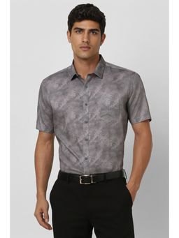 Van Heusen - Men Grey Slim Fit Print Half Sleeves Party Shirt