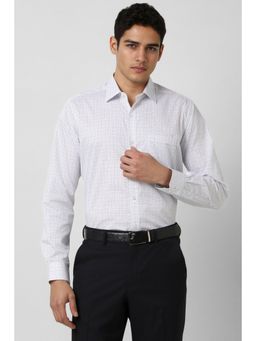 Van Heusen - Men White Regular Fit Print Full Sleeves Formal Shirt