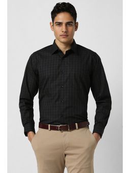 Van Heusen - Men Black Regular Fit Check Full Sleeves Formal Shirt
