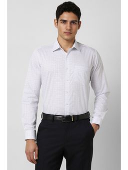 Van Heusen - Men White Slim Fit Print Full Sleeves Formal Shirt