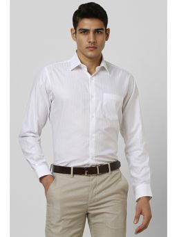 Van Heusen - Men White Regular Fit Textured Full Sleeves Formal Shirt