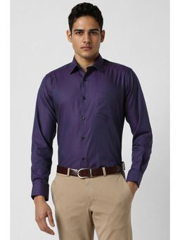 Van Heusen - Men Purple Regular Fit Solid Full Sleeves Wedding Shirt