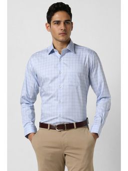 Van Heusen - Men Light Blue Regular Fit Check Full Sleeves Wedding Shirt