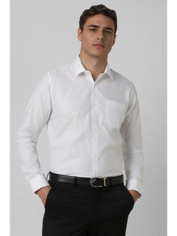 Van Heusen - Men White Slim Fit Textured Full Sleeves Wedding Shirt