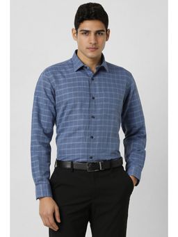 Van Heusen - Men Blue Regular Fit Check Full Sleeves Formal Shirt