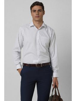 Van Heusen - Men White Regular Fit Stripe Full Sleeves Formal Shirt