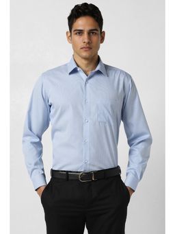 Van Heusen - Men Light Blue Regular Fit Print Full Sleeves Formal Shirt
