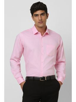Van Heusen - Men Pink Regular Fit Stripes Full Sleeves Formal Shirt