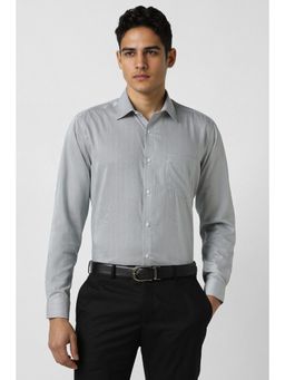 Van Heusen - Men Grey Regular Fit Textured Full Sleeves Formal Shirt