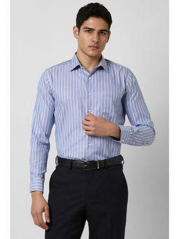 Van Heusen - Men Blue Slim Fit Stripe Full Sleeves Formal Shirt