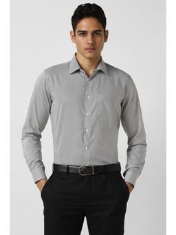 Van Heusen - Men Grey Slim Fit Textured Full Sleeves Formal Shirt