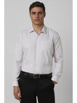 Van Heusen - Men White Slim Fit Print Full Sleeves Formal Shirt