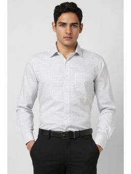 Van Heusen - Men White Slim Fit Check Full Sleeves Formal Shirt