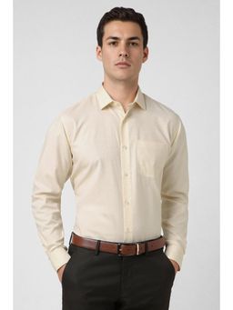 Van Heusen - Men Beige Regular Fit Textured Full Sleeves Formal Shirt