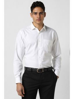 Van Heusen - Men White Regular Fit Textured Full Sleeves Formal Shirt