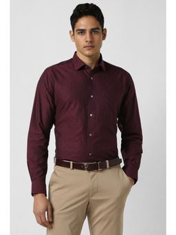 Van Heusen - Men Maroon Regular Fit Print Full Sleeves Formal Shirt