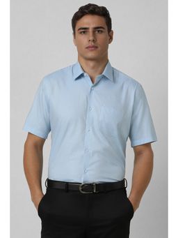 Van Heusen - Men Light Blue Regular Fit Textured Half Sleeves Wedding Shirt