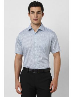 Van Heusen - Men Light Blue Regular Fit Print Half Sleeves Wedding Shirt