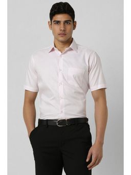 Van Heusen - Men Pink Regular Fit Check Half Sleeves Formal Shirt