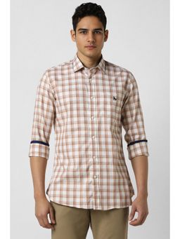 Van Heusen - Men White Slim Fit Check Full Sleeves Casual Shirt