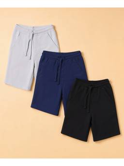 Honeyhap - Multi-Color 100% Cotton Terry Solid Shorts With Bio Finish (Pack of 3)