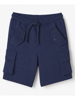 Honeyhap - Navy Blue 100% Cotton Terry Solid Shorts With Bio Finish
