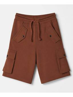 Honeyhap - Brown 100% Cotton Terry Solid Shorts With Bio Finish