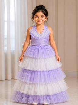 Elaisha - Sleeveless Embroidered Top With Lehenga - Lavender And White